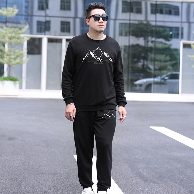 DW1005-DK2005 extra large size 400kg sports cotton tall lengthened suit fat man sweater pants men