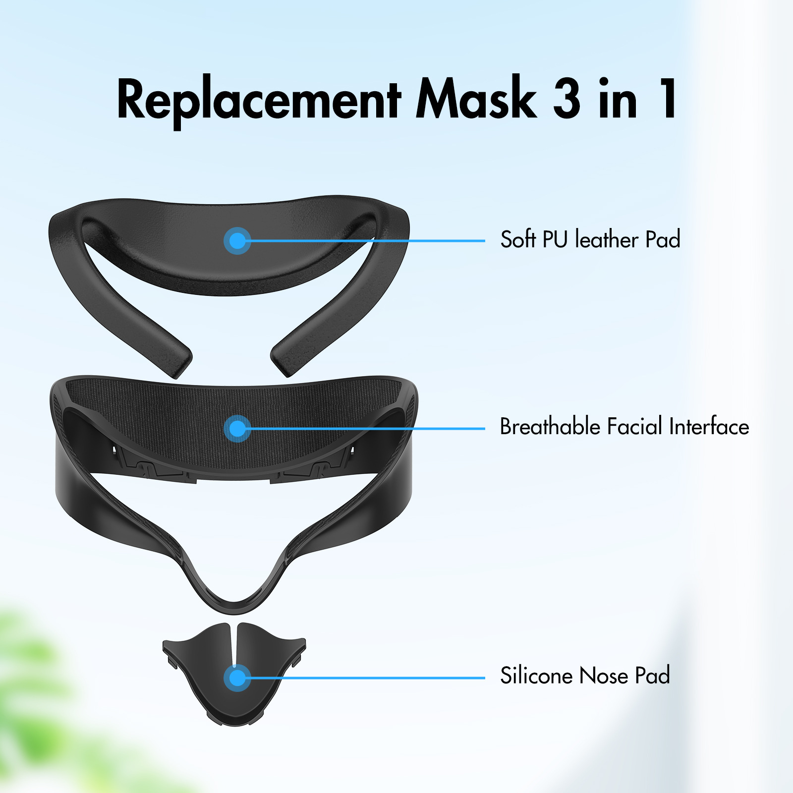 Cross-border New Meta Quest 3S Replacement Face Mask ABS PU Leather Sponge Soft Skin Friendly vr Accessories