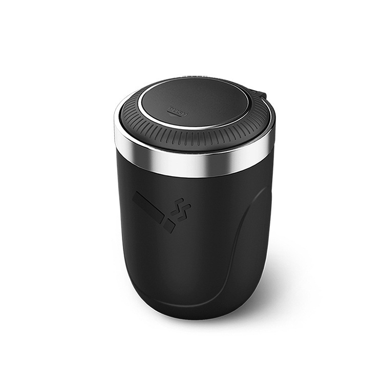 Cross-border generation car ashtray with metal liner one-button open cover with soft light bright light ashtray for car