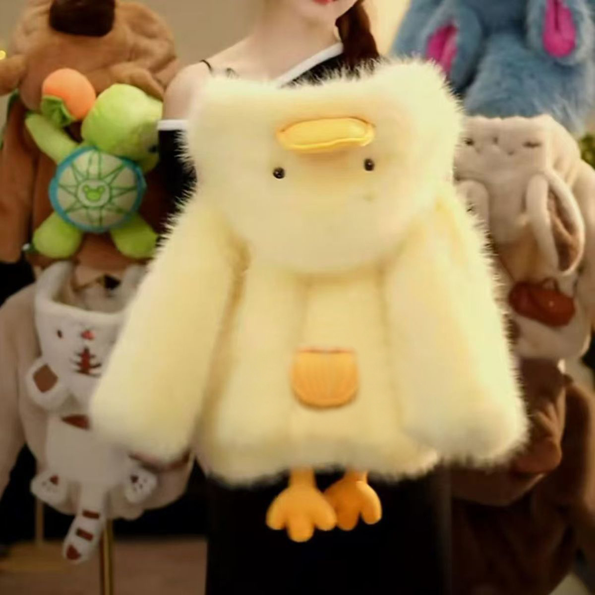 Children's Winter Fur Sweater Fleece-Lined and Thickeneded Boy and Girl Baby Little Yellow Duck Imitation Fur Outwear Small and Medium-Sized Kidsren's Cotton Outwear