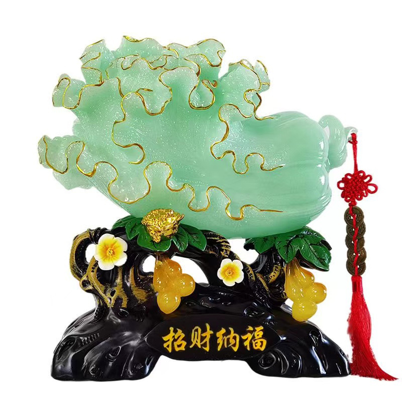 Wholesale lucky lucky golden edge jade cabbage opening decoration home living room entrance table wine cabinet decoration craft gift