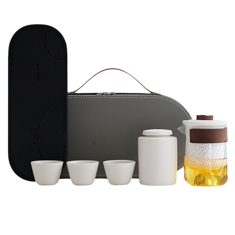 Glass Express Cup travel tea set gift portable special carry-on bag suit outdoor kung fu tea cup teapot