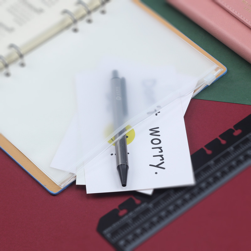 In-Stock Notebook Extra Thick A5 A6 A7 Document Bag Business Card Storage Bag Loose-Leaf Book Insert Pocket Pvc Zipper Bag