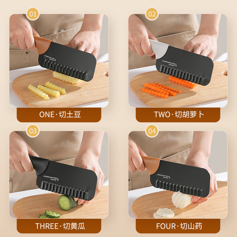 Spike Cutting Potato Knife Corrugated Knife Stainless Steel Household Kitchen Cutting Knife Langya Wave Knife