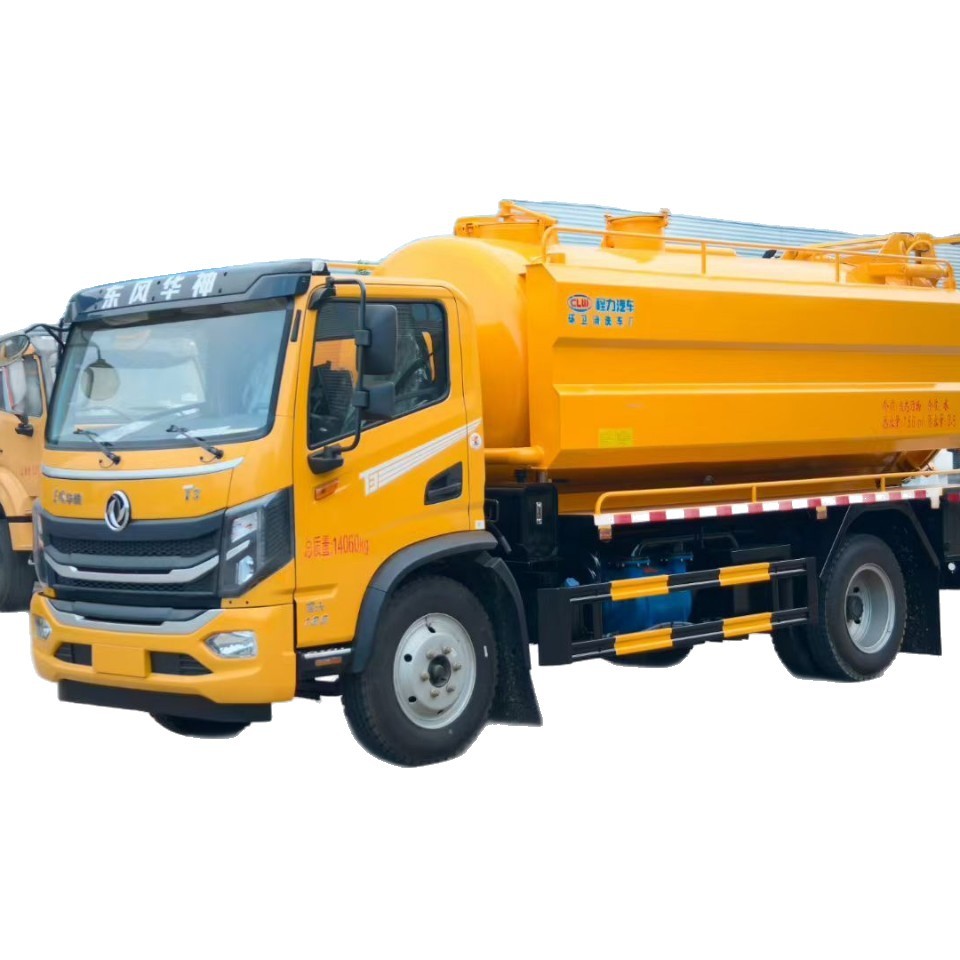 Dongfeng Huashen 12.7 Cubic Meter High-Pressure Cleaning and Suction Truck Yuchai 180 Horsepower Multi-Functional Suction Truck United Drainage