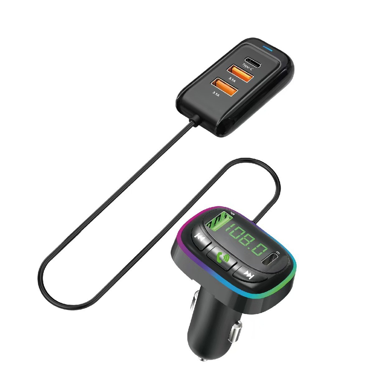 Q7 cross-border e-commerce manufacturers car Bluetooth MP3 player hands-free call voice broadcast PD fast charging USB flash disk