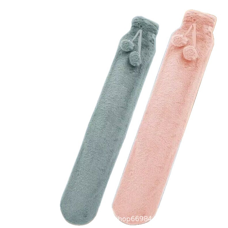 Cross-Border Pvc Long Hot Water Bottle Plush Extra Large Hand Warmer Water Bag Explosion-Proof Belly Application Student Bed Warmer