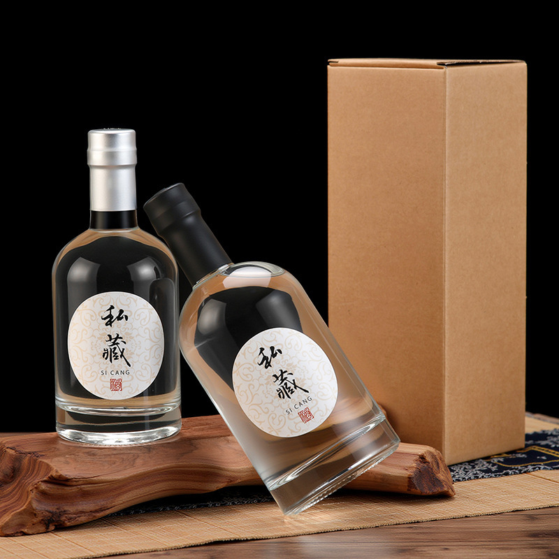 Индивидуальная стеклянная бутылка для водки 250мл~1000мл, бутылка для сливы, бутылка для виски, запечатанная пустая бутылка для вина