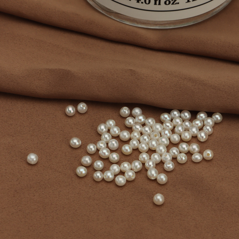 Strong Luster, Perfectly Round 3mm Half-Drilled Round Beads, Loose Natural Freshwater Pearls, DIY Jewelry Accessories Materials, in Stock Wholesale