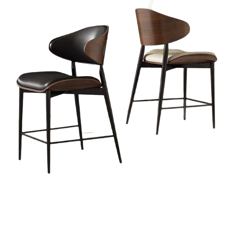 Light Luxury Metal Bar Chair, Home High-End High Stool, Single Normcore Chair, Backrest Chair, Removable Bar Chair