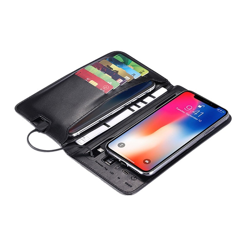 [Factory Direct Sales Cross-Border E-Commerce] Multifunctional Wireless Charging Wallet, 6000 Mah Power Bank, Storage