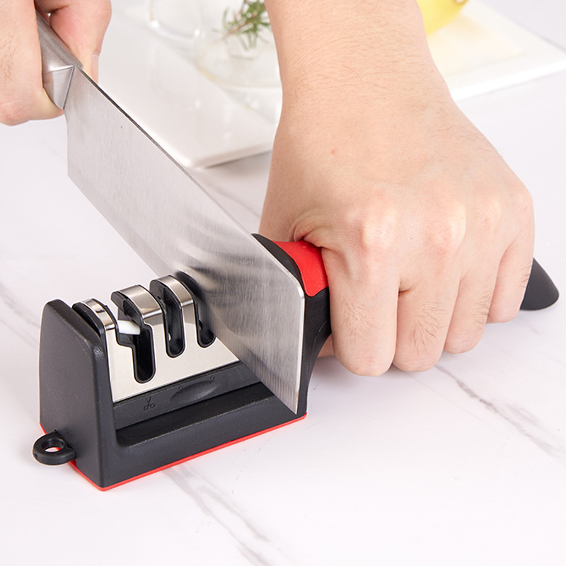 Knife sharpener household hand-held fast sharpening stone kitchen new grinding tool multi-functional three or four segment sharpening artifact