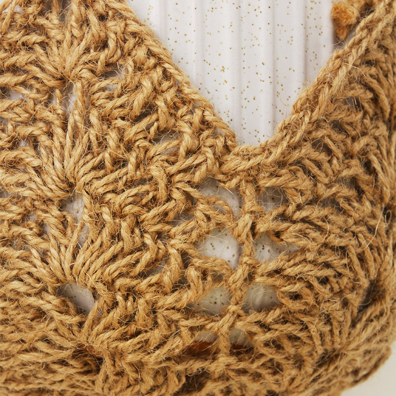 New Hand-Woven Hemp Rope Flower Pot Net Pocket Creative Woven Flower Pot Hanging Basket Indoor and Outdoor Hanging Decorative Flower Pot Pocket