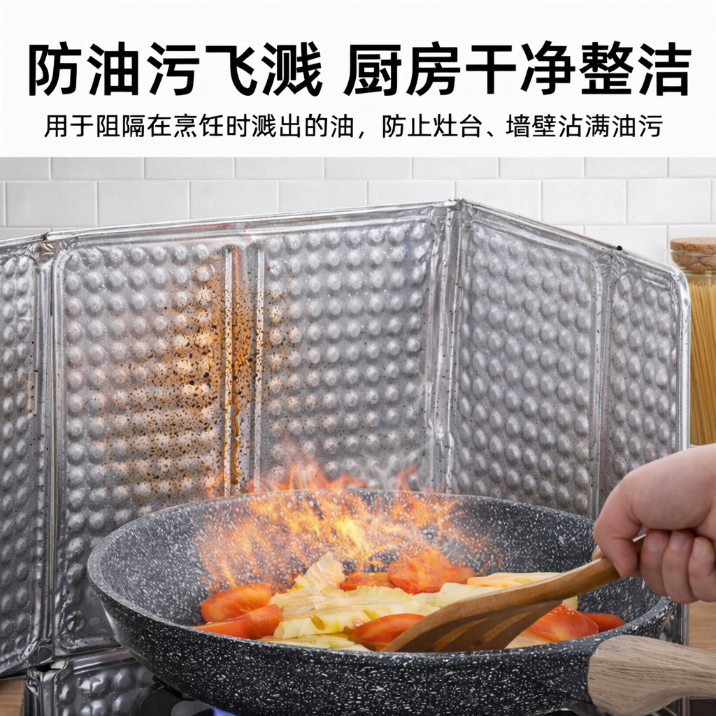 Oil Splash Guard Kitchen Partition Gas Stove Heat Insulation Supplies Stove Top Cooking Aluminum Foil Stove Heat Insulation Board Oil-Proof