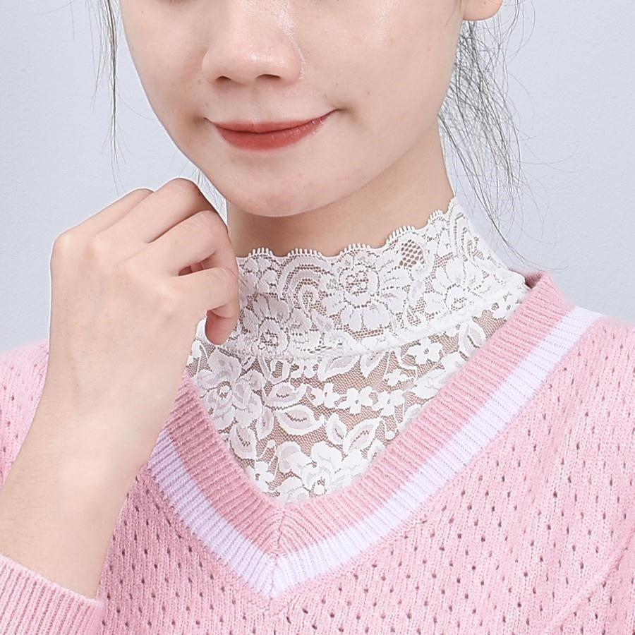 All-matching black and white high elastic pullover lace bottoming fake collar women's autumn and winter sweater decorative lace fake clothes