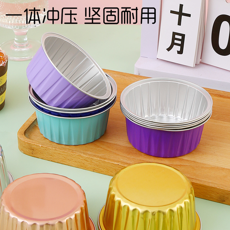 Baking Mold Aluminum Foil Box Round 84-35 Multi-Color 125ml Egg Tart Pudding Cupcake Thickened Durable