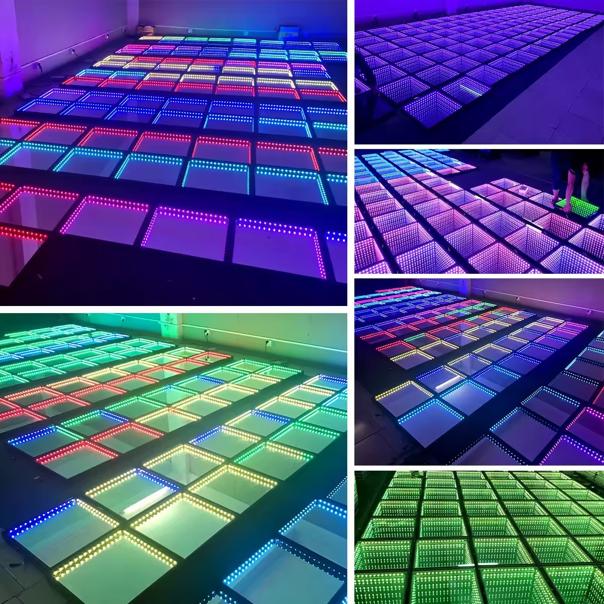 Led Dance Floor Tile Thousand Layer Mirror Stereo Luminous Advertising Sign Rgb Dance Hall Floor Light 3D Infinite Abyss Mirror