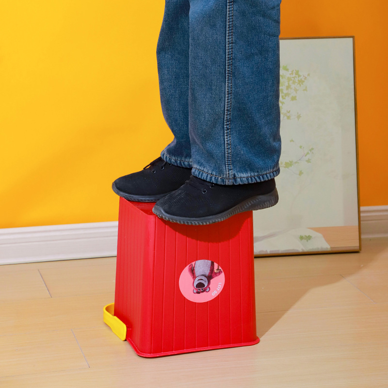 Yellow Duck Home Storage Bucket with Lid Portable Fishing Bucket Thickened Plastic Multi-use Square Gift Storage Stool Printing