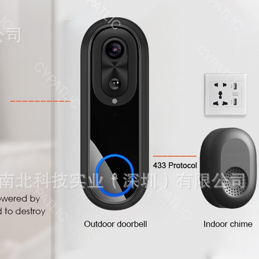 WiFi video doorbell HD 1080 wireless cat eye intercom monitoring 7000 mA battery