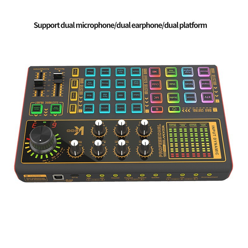New Sk300 Multi-Function External Live Broadcast Sound Card Douyin Kuaishou Anchor Game Karaoke Chinese and English Version Cross-Border Export