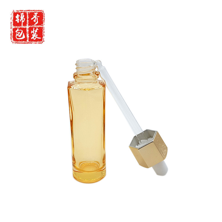 Jinxiu Packaging New 30ml Hexagonal Glass Dropper Bottle Essence Essence Hexagonal Bottle Cosmetic Bottle