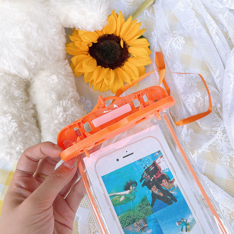 Luminous Mobile Phone Waterproof Bag Swimming Rafting Diving Pvc Fluorescent Mobile Phone Waterproof Transparent Protective Cover Wholesale in Stock