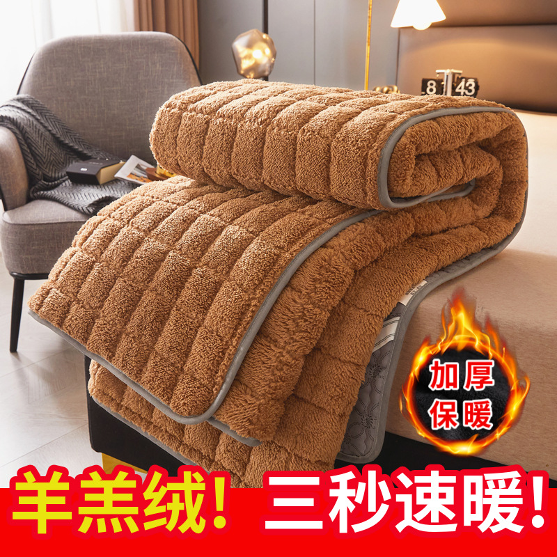 Lamb's Wool Mattress Cushion Household Thin Single Double Student Mattress Protective Pad Bedding Quilt Anti-Slip Mat