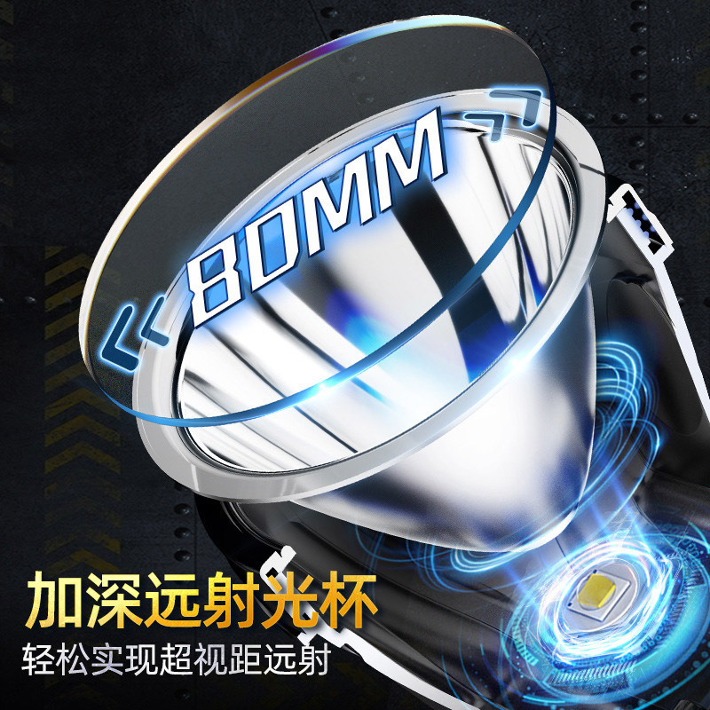 Outdoor Led Strong Light Headlamp, Multi-Functional, Long-Range, with Power Display Output, Long-Lasting Headlamp, Camping, Fishing, Searchlight