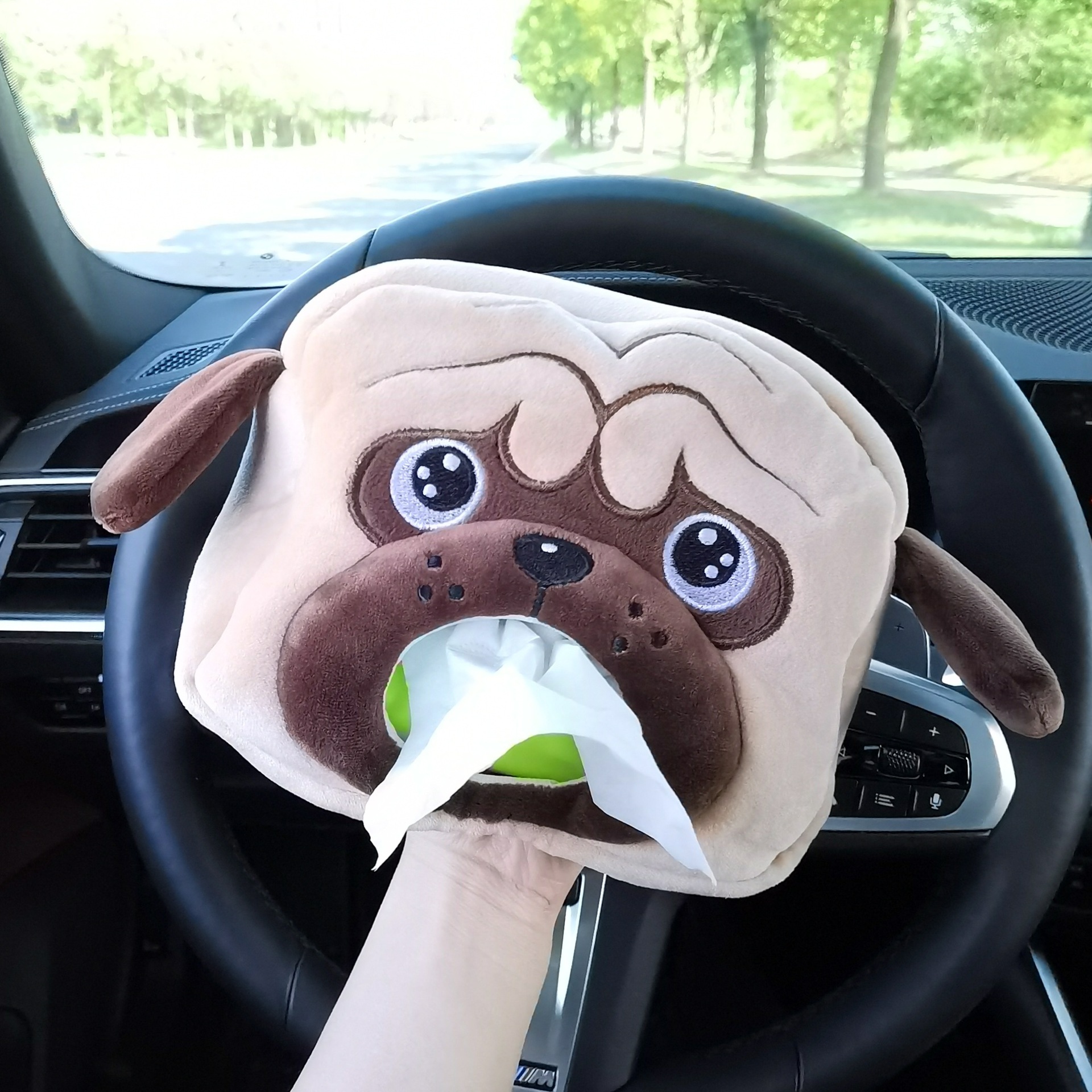 New Cartoon Car Tissue Box Internet Celebrity Bubble Pig Armrest Box Tissue Box Car Seat Back Multi-function Paper Box