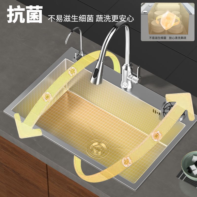 2024 new stainless steel sink single tank hand thickened kitchen under-table basin dish washing sink stainless steel dish washing