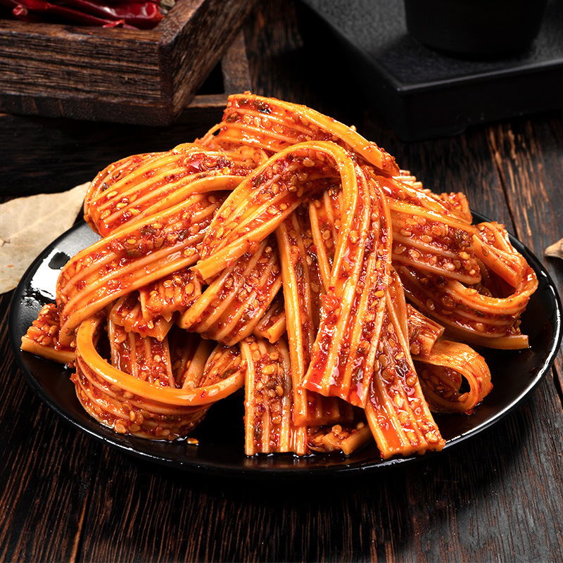 Spicy Vegetarian Beef Tendon with a Bean Flavor, Chewy and Crispy Spicy Vegetarian Beef Tendon, Hunan Specialty Leisure Snack