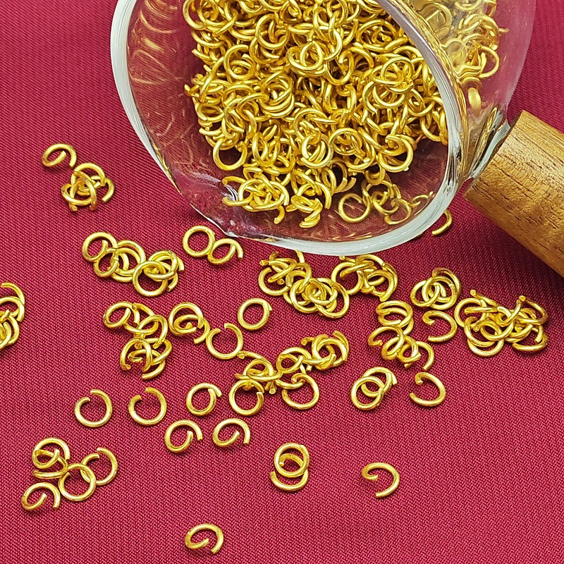 Color retaining matte ancient fasa gold open ring necklace bracelet connection closed ring handmade diy jewelry accessory buckle