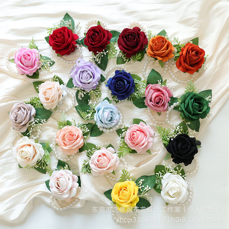 Корейский стиль, западный стиль, свадебные принадлежности, банкет для гостей, празднование, свадебная бутоньерка, имитационный цветок, роза, цветок для рук сестры