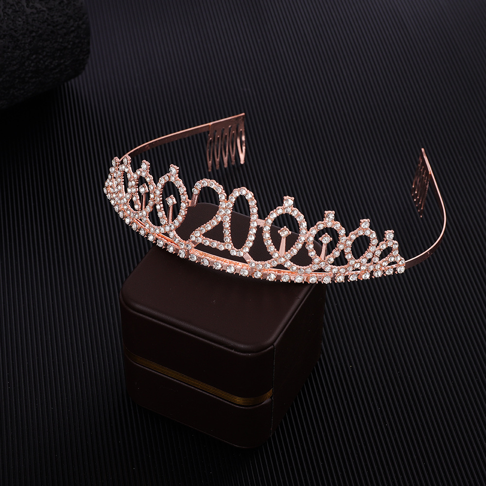 European and American party year-old digital birthday crown rhinestone headband ball hair accessories non-slip cake decoration alloy headband
