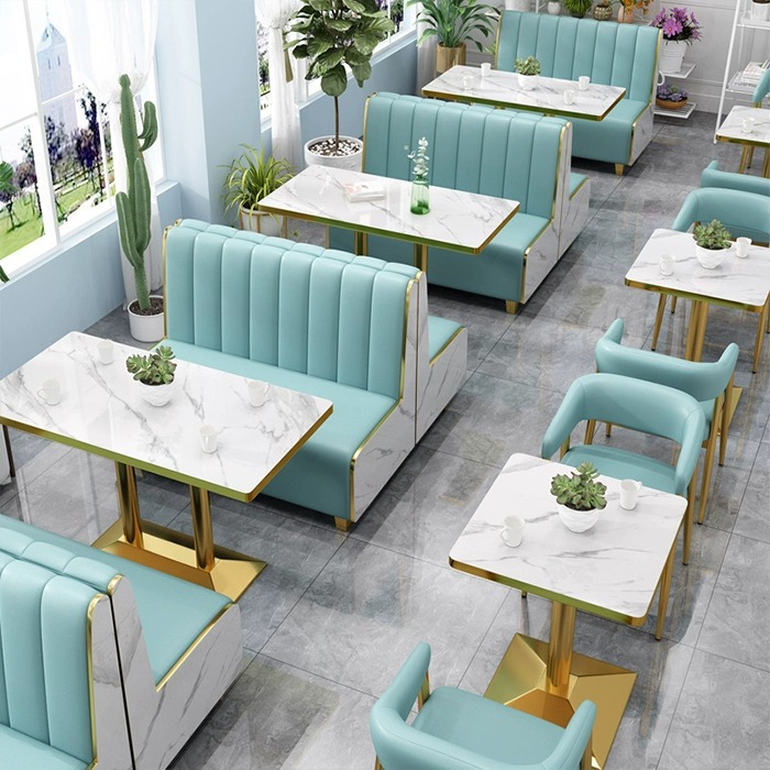 Restaurant Booth Seating, Hotel Noodle Shop Dining Bar Tables and Chairs, Bar, Catering, Dessert, Milk Tea Shop, Cafe Sofa, Commercial Use