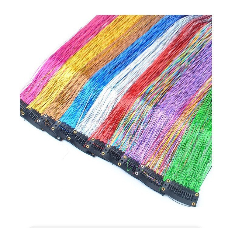 Colorful Strip Hair Refection Color Silk Color Wig Piece Seamless Hair Refection Wig Women's Spotted Laser Hair Refection Silk Hair Refection Gold