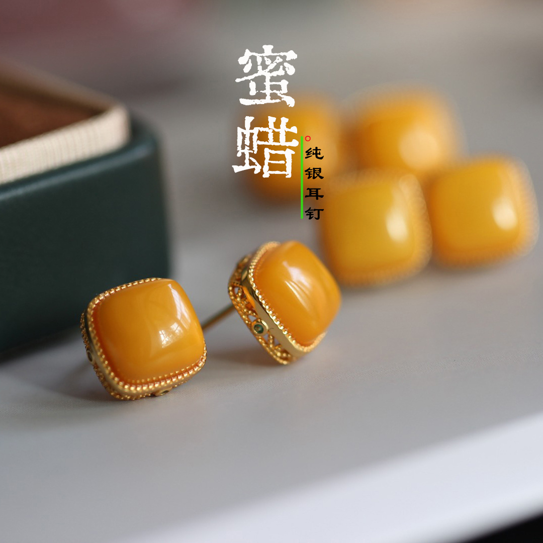 Серьги из натурального желтого пчелиного воска, полностью из 925 серебра, настоящие нишевые высококачественные серьги для женщин с сертификатом