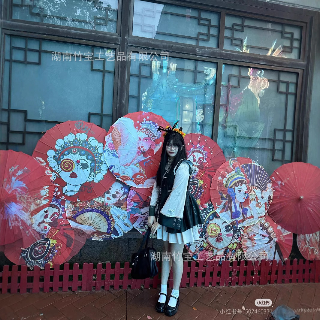 National Fashion Silk Umbrella ceiling decorative umbrella printed cloth umbrella decoration indoor and outdoor decoration large umbrella surface diameter