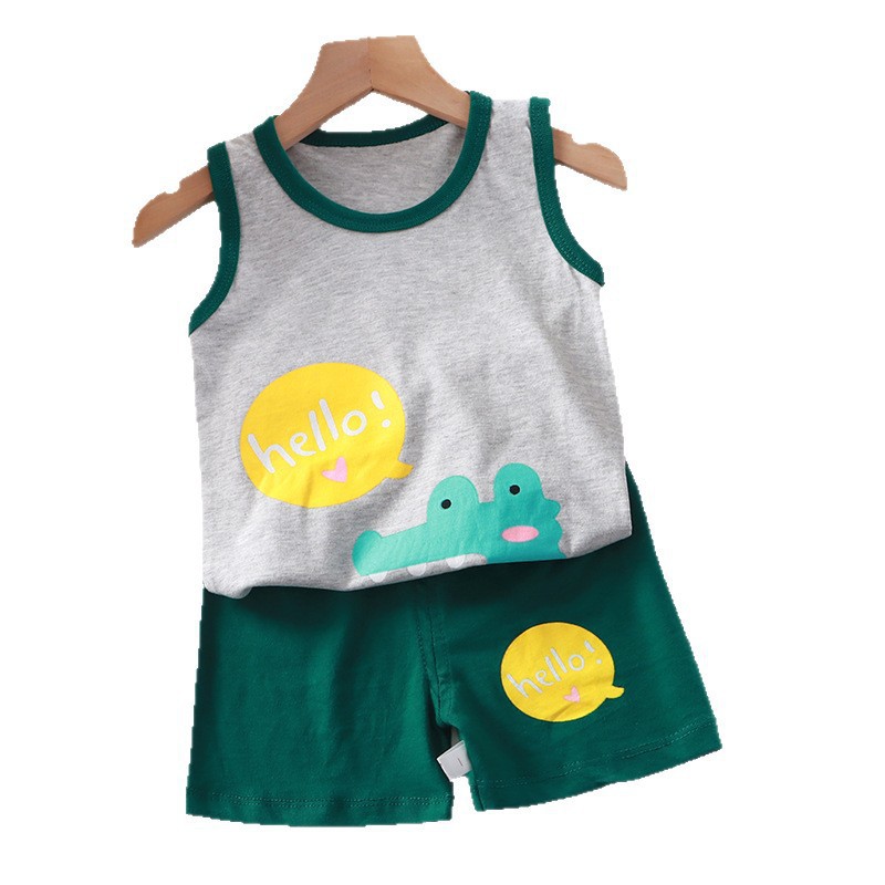 New Vest Children's Fashion Suit Baby Tops Sleeveless Shorts Summer