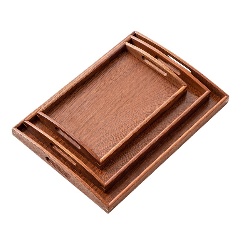 Ebony Tea Tray New Chinese Style Wooden Tray Rectangular Handle Tea Set Tea Tray Home Hotel Tea Tray Wholesale