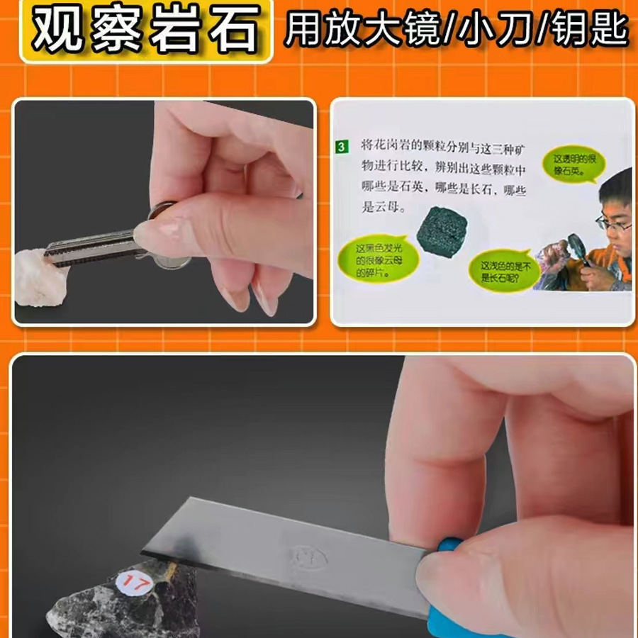 Fourth grade Science Volume 2 primary school student mineral rock specimen box student rock specimen 10 grid mineral