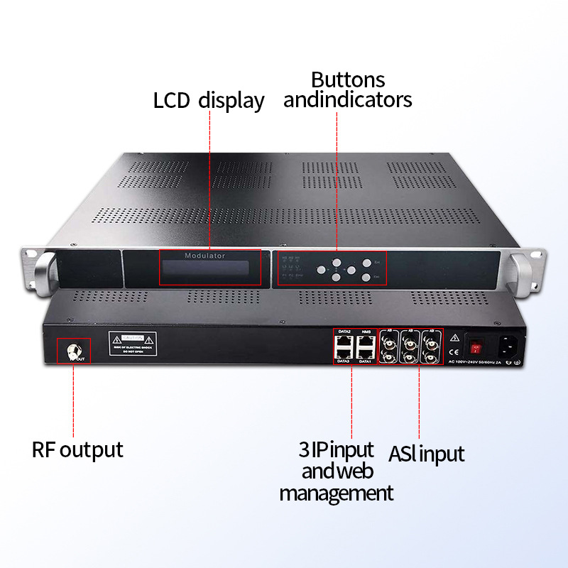 Ip/Asi to Dvbt Digital Tv Headend System Modulator 16Ch 24Ch Isdbt Dvbc
