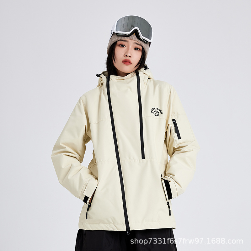 Новый лыжный костюм 2023 женский флисовый ветронепроницаемый водонепроницаемый износостойкий нишевый простой американский стиль двойной слой мужской 547