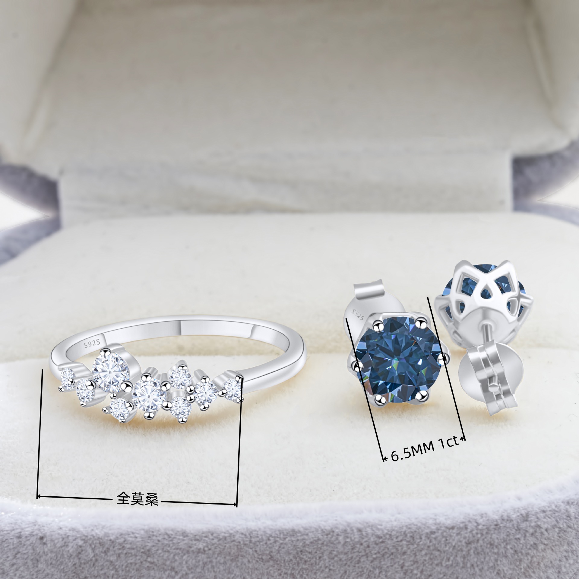 Эксклюзивный комплект из серьг и кольца из моиссанита S925 с сертификатом, сверкающий огненный бриллиант, горячая продажа