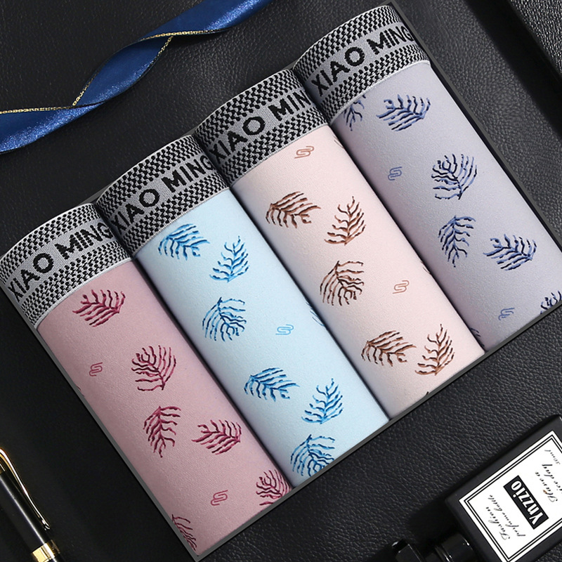 Popular Underwear, Men's Underwear, Men's Boxer Briefs, Youth Mid-Waist Boxer Briefs, Boys' Large Size Pants, Men's Underwear