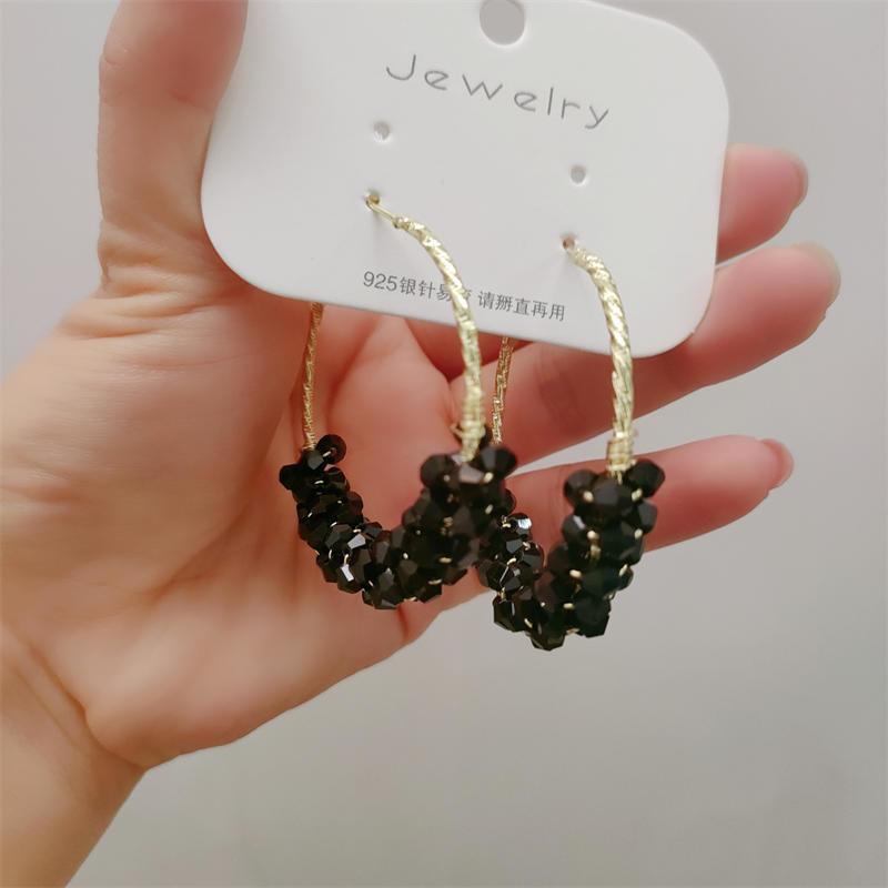 Sweet and Super Fairy Crystal Wrapped Large Hoop Earrings Korean New Trendy High-End Design Large Hoop Earrings