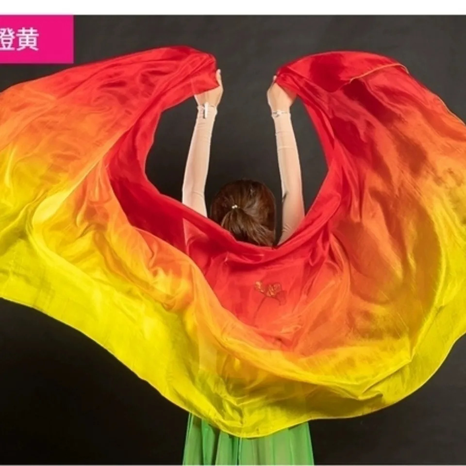 Belly Dance Gauze Scarf, Imitation Silk Dance Hand Scarf, Colorful Gradient Belly Dance Scarf, Children's Dance Gauze Scarf