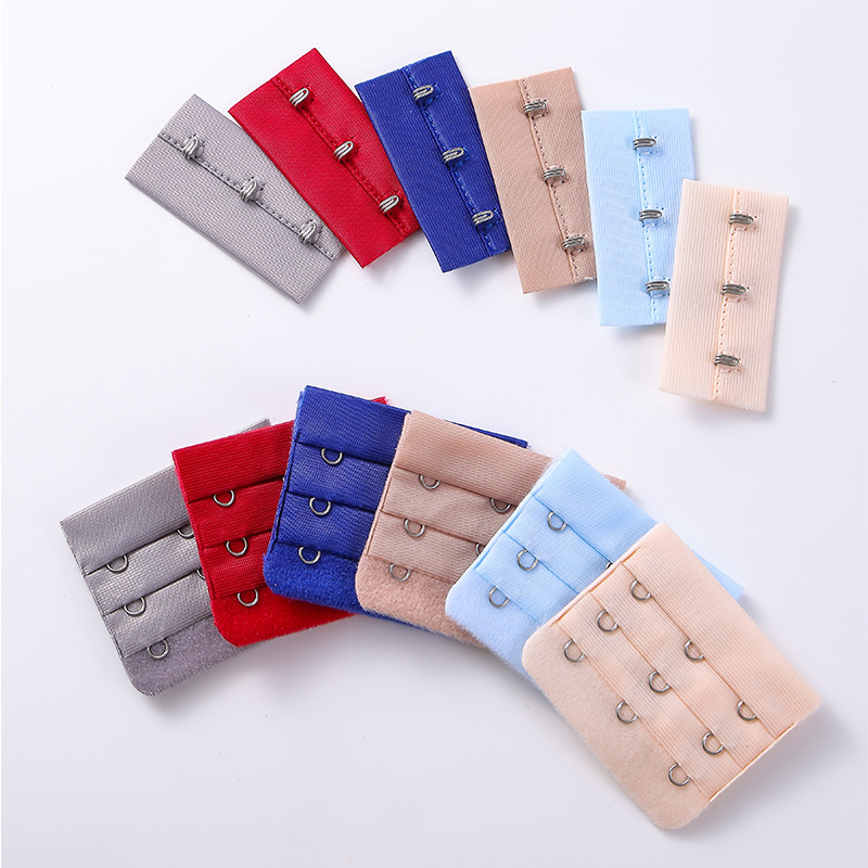 In-Stock Colorful Three-Row Two-Button Stainless Steel Polyester Black and White Bra Bra Three-Row Buckle Manufacturer