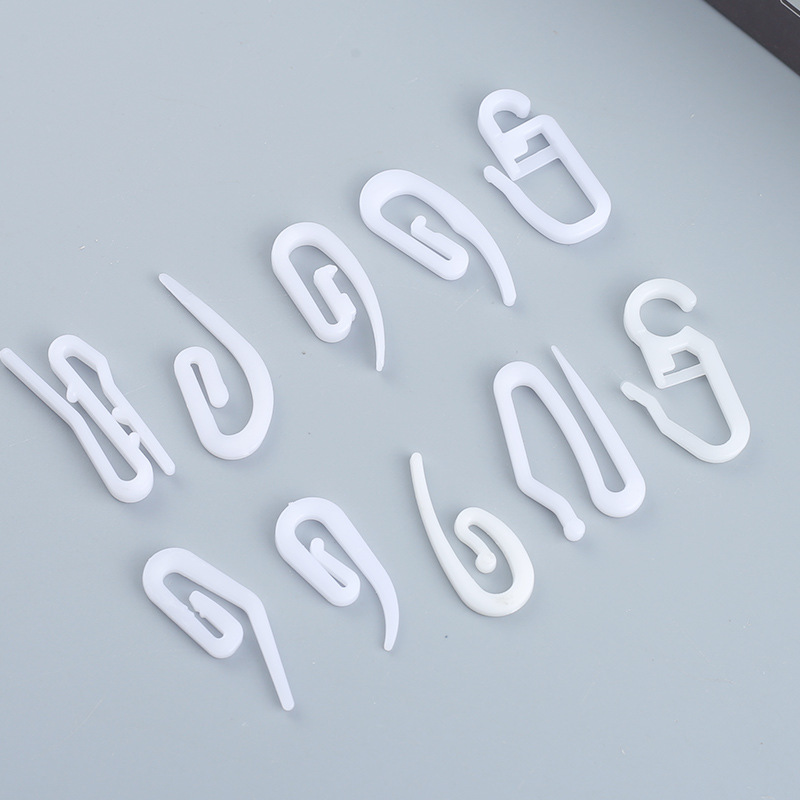 Curtain Hook Plastic Pointed Hook Curtain Track Pulley Hook Accessories Snake-Shaped Curtain Bean Sprout Hook Shower Curtain Hook Buckle