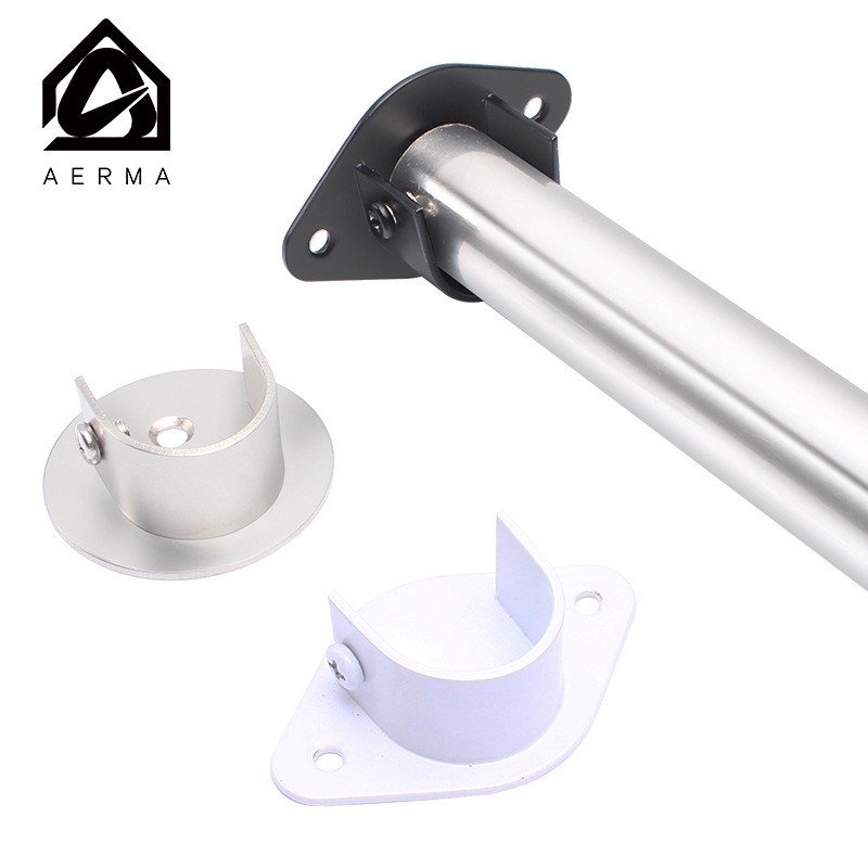 Держатель для одежды Открытый фланец Фиксированный кронштейн Держатель для круглой трубы из нержавеющей стали Поддержка трубы для одежды в шкафу